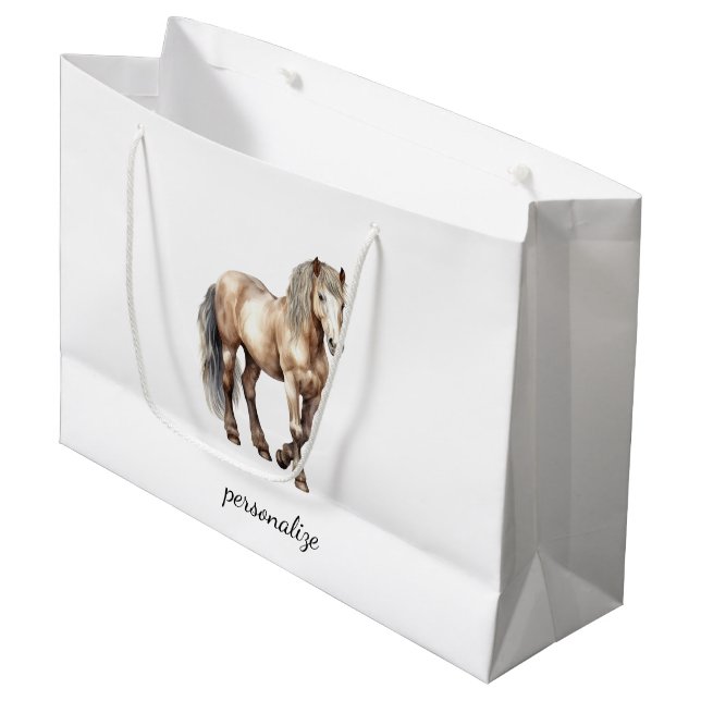 Pferde-Tier-Farm-Hochzeit  Große Geschenktüte (Vorderseite Schrägansicht)