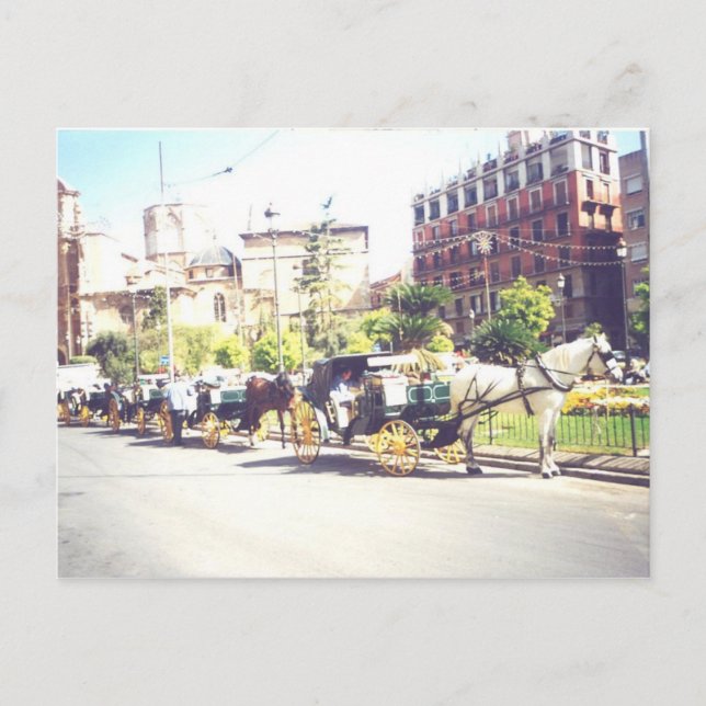 Pferde und Carraige Valencia Spanien Postkarte (Vorderseite)