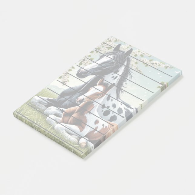 Pferde und Fohlen ruhen Amid blühende Bäume Post-it Klebezettel (angewinkelt)