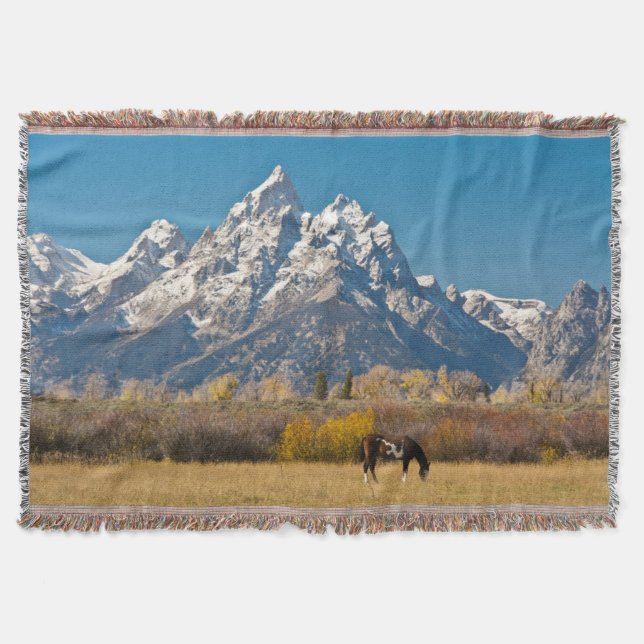 Pferde und Grand Tetons, Elchkopfranke Decke (Vorderseite)