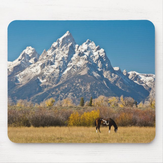 Pferde und Grand Tetons, Elchkopfranke Mousepad (Vorne)
