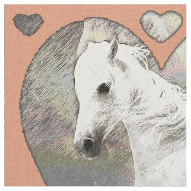 Pferde und Herz Stoff (Nahaufnahme)