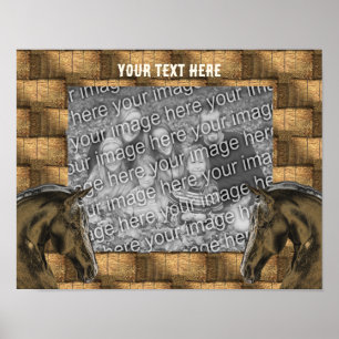 Pferde und Heuballen ergänzen Ihr Foto Personalisi Poster