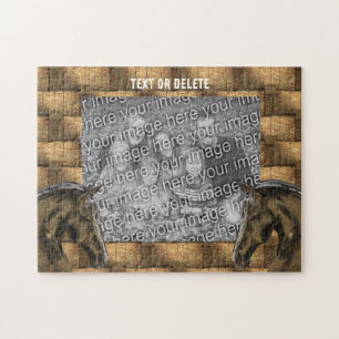 Pferde und Heuballen ergänzen Ihr Foto Personalisi Puzzle