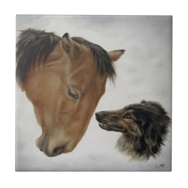 Pferde-und Hundefliese Fliese (Vorderseite)