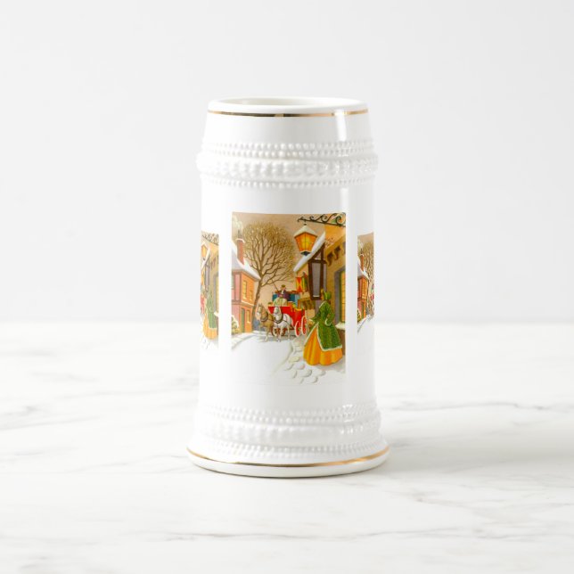 Pferde und Kutsche im Schnee Bierglas (Mittel)