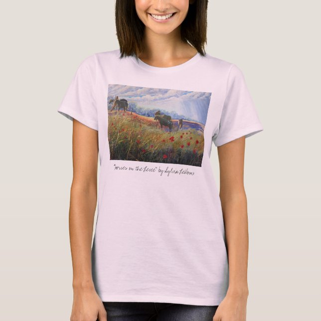Pferde und Mohn, T-Shirt (Vorderseite)