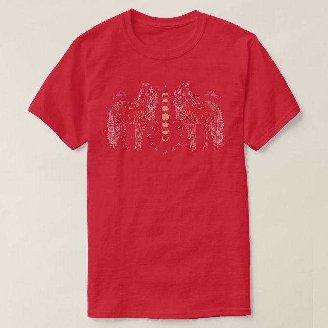 Pferde und Mondphasen T-Shirt (Design vorne)