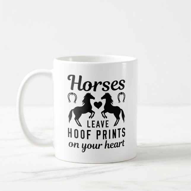 Pferde Verließ Hofdrucke am Herzen Kaffeetasse (Links)