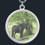 PFERDE VERSILBERTE KETTE<br><div class="desc">Eine schöne schwarze Stute,  die im Schatten eines Baumes ruht.</div>