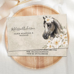 Pferde-Vintage-Pferd-Blumen-Personalisieren-Reitsp Visitenkarte