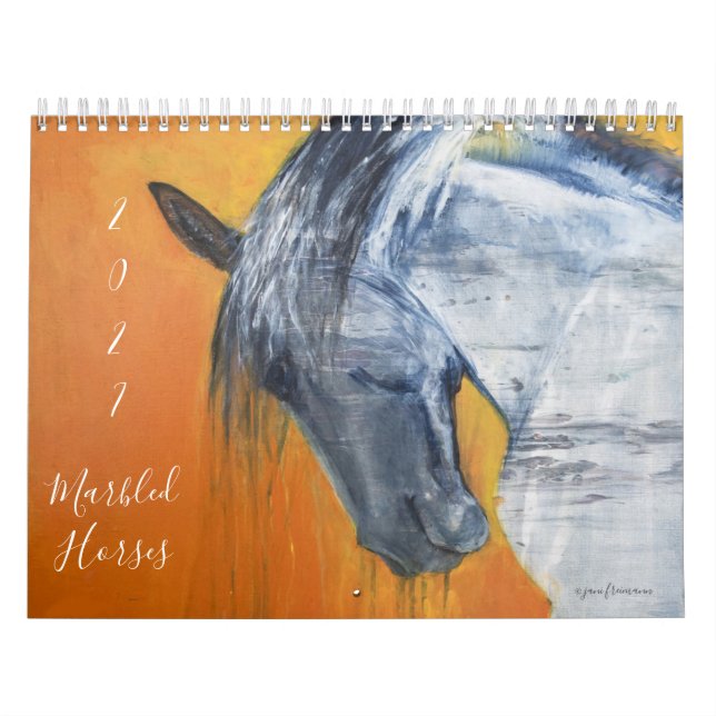 Pferde-Wandkalender 2027 mit Marmormuster Kalender (Titelbild)