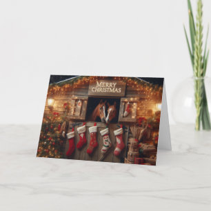 Pferde Weihnachten Grußkarten.