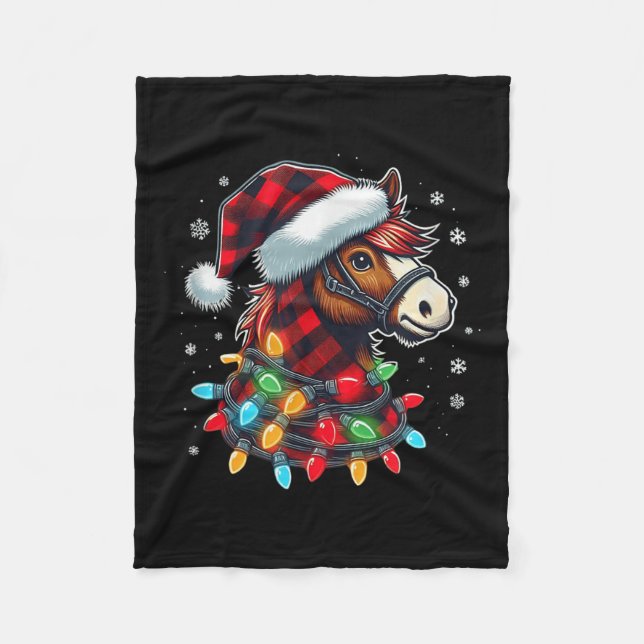 Pferde Weihnachten Pferde Reiten Xmas Pferd Fleecedecke (Vorderseite)