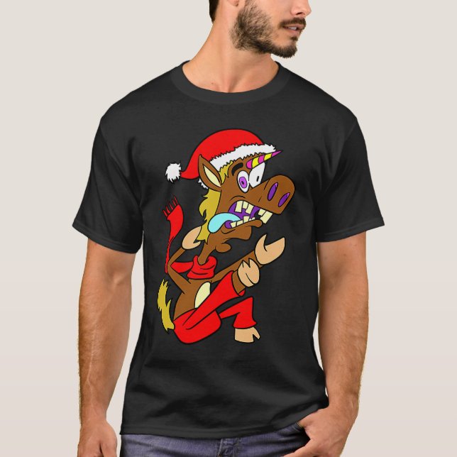 Pferde Weihnachten T-Shirt (Vorderseite)