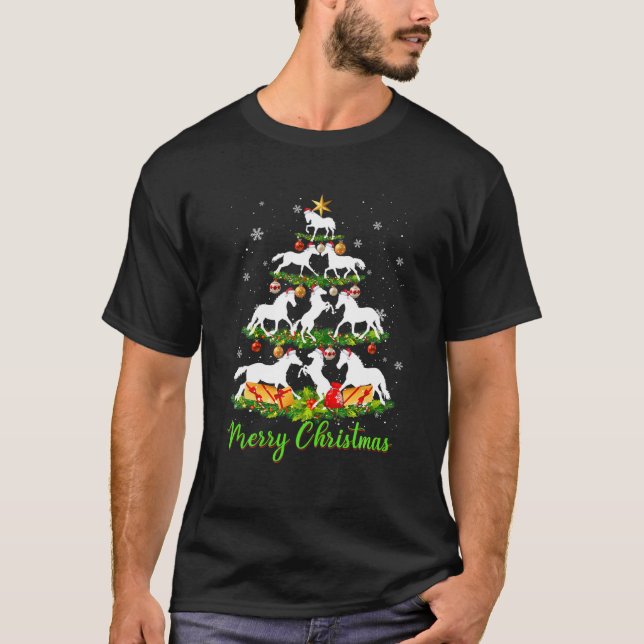 Pferde Weihnachtsbaum Pferd Lover X-Mas Geschenk T-Shirt (Vorderseite)
