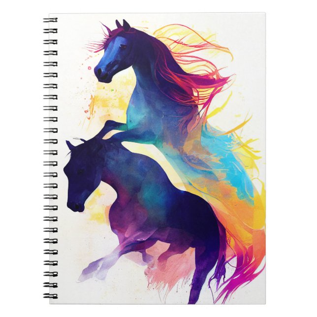 Pferde wild Natur Tierfarben Malerei Notizblock (Vorderseite)