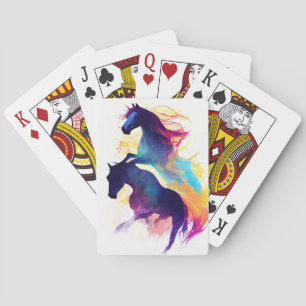Pferde wild Natur Tierfarben Malerei Spielkarten