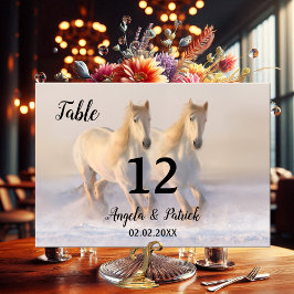 Pferde Winter Wedding Tischnummer Card
