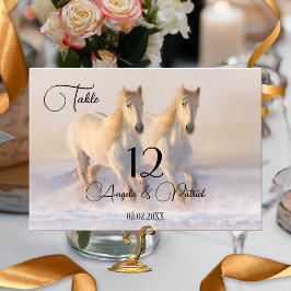 Pferde Winter Wedding Tischnummer Card