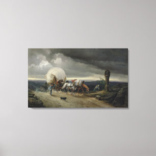 Pferde Zeichnend Karts auf einem Hügel, 1856 Leinwanddruck