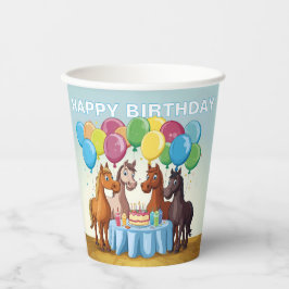 Pferde zum Geburtstag Pappbecher