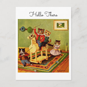 Pferdeabenteuer Hallo da von einer Katzenkavalleri Postkarte