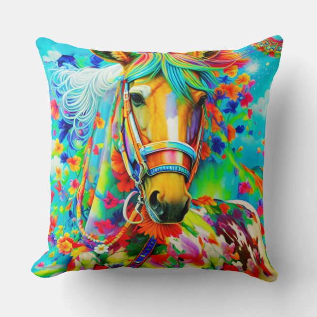 Pferdeadorne mit Blume Kissen (Vorderseite)