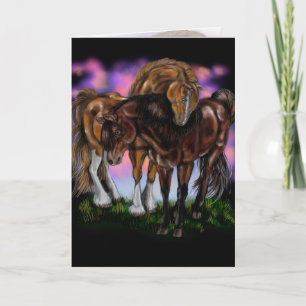 Pferdeanhänglichkeit~ Pferde zum Sonnenuntergang G Karte