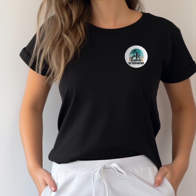 Pferdeärztin, Line Art Vintag Horse Blume Button (Von Creator hochgeladen)