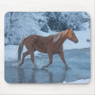 Pferdeauftrieb im Winter auf der Hideout Ranch Mousepad
