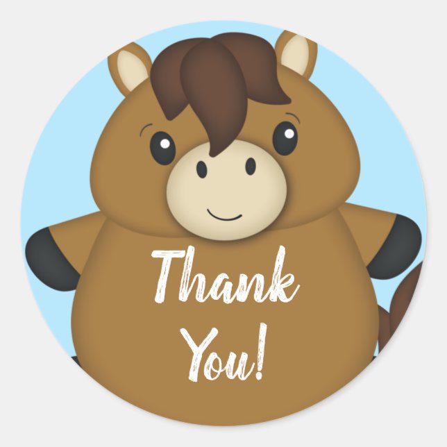 PferdeBaby Dusche Blue Boy Runder Aufkleber (Vorderseite)