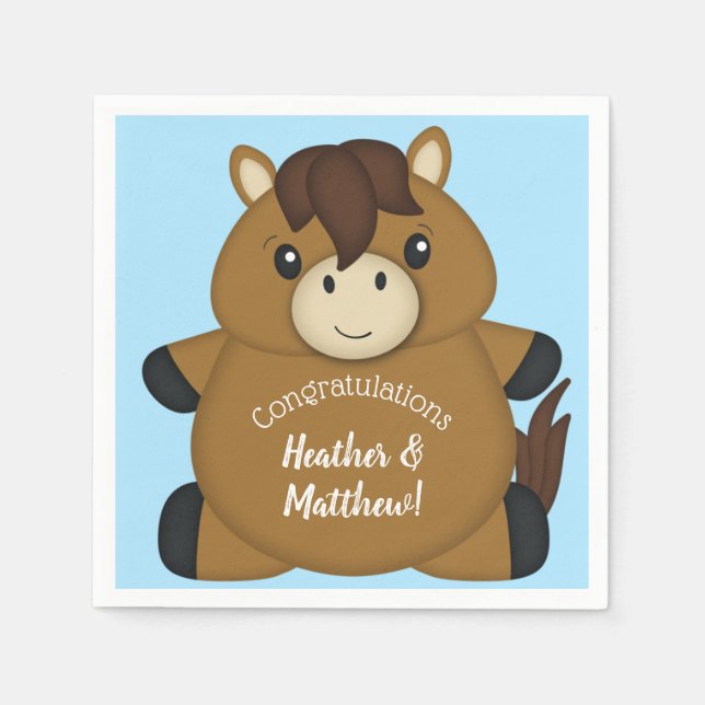 PferdeBaby Dusche Blue Boy Serviette (Vorderseite)