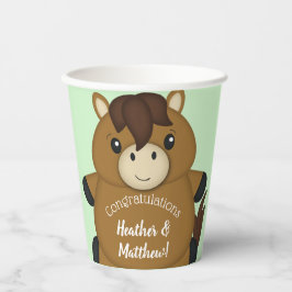 PferdeBaby-Dusche Grün Pappbecher