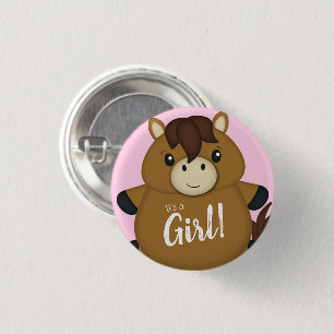 PferdeBaby Dusche Pink Girl Button