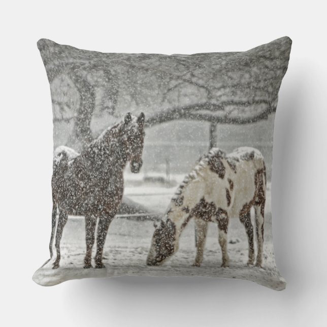 Pferdebauernhof-Ranchfahrt trägt pferdeartiges Kissen (Vorderseite)