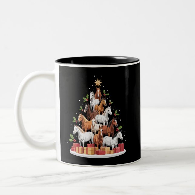 Pferdebaum Weihnachtspferde Weihnachtsgeschenke Zweifarbige Tasse (Links)