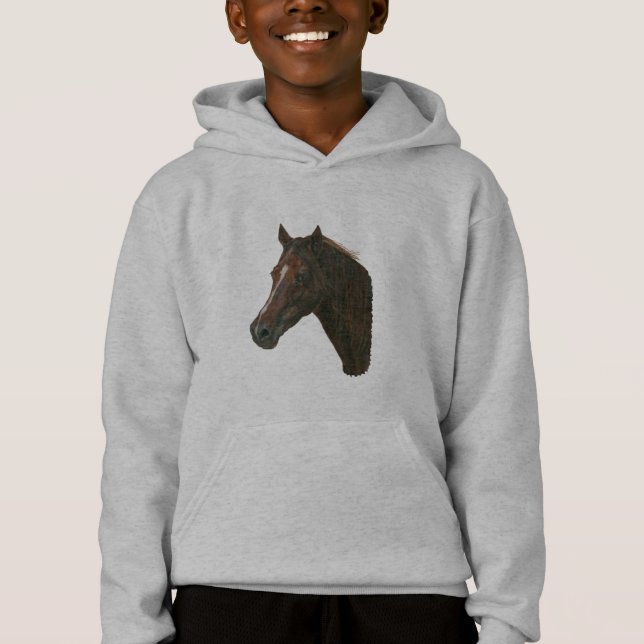 Pferdebild des Kastanienpferdes Hoodie (Vorderseite)