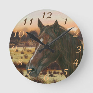 Pferdebild von Kastanienmare-Braunpferd Runde Wanduhr