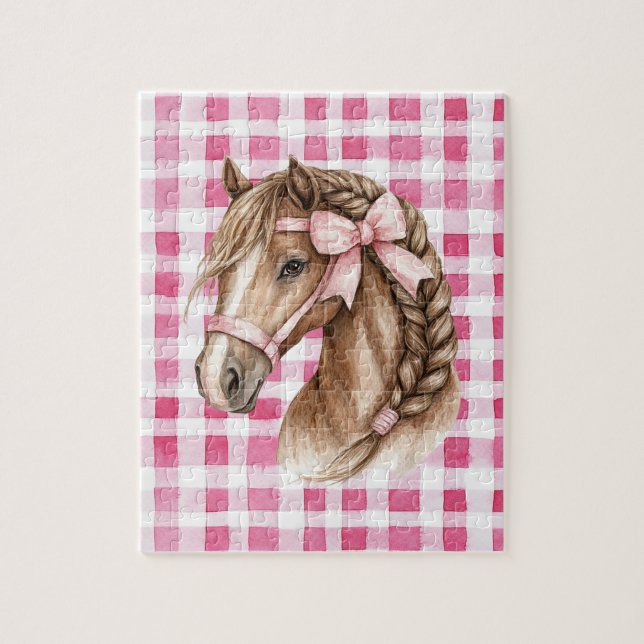 Pferdebogen mit rosa Streifen Puzzle (Vertikal)