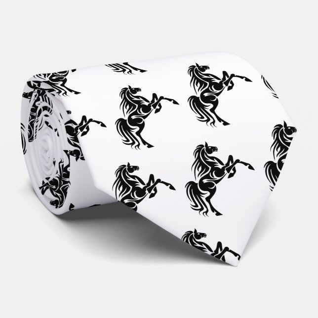 Pferdebroncos-Mustang-Maskottchen auf irgendeiner Krawatte (Gerollt)