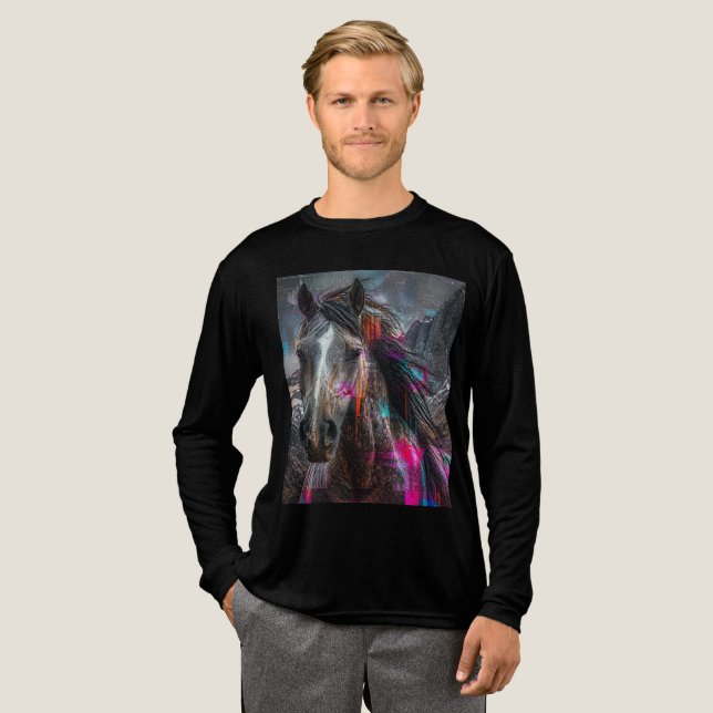 Pferdedesign Tri-Blend Shirt (Volle Vorderseite)