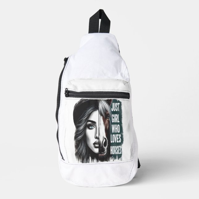 Pferdeembrace in künstlerischer Fusion Crossbody Bag (Vorderseite)