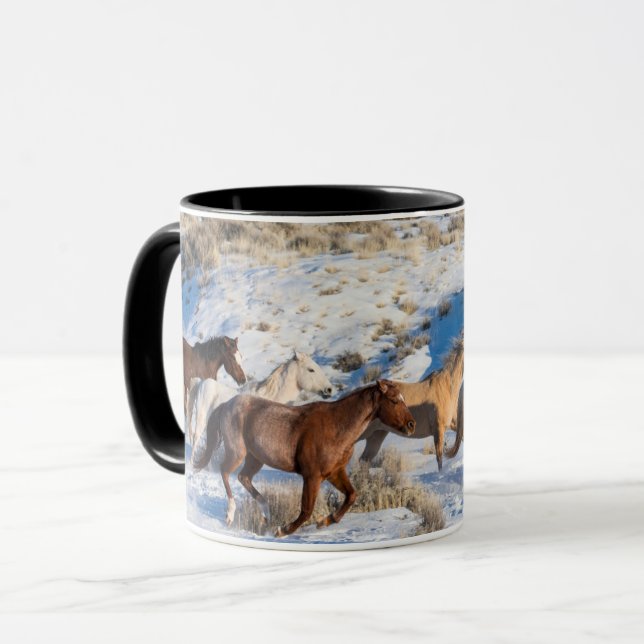 Pferdefahrt im Winter auf der Hideout Ranch Tasse (Vorderseite Links)