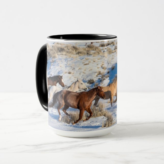 Pferdefahrt im Winter auf der Hideout Ranch Tasse (Vorderseite Links)