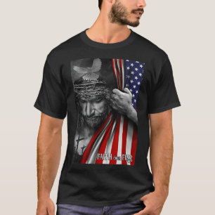 Pferdefieber über Angst Jesus American Flag Patrio T-Shirt