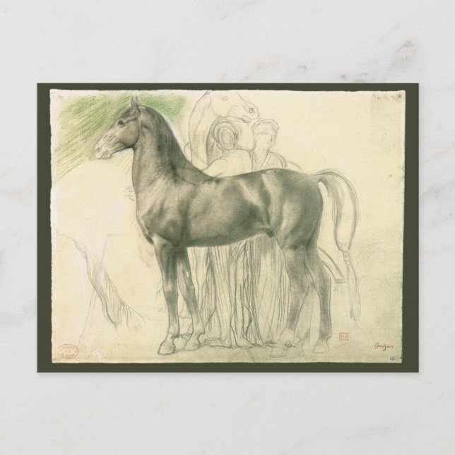 Pferdeforschung durch Edgar Degas, Vintage Kunst Postkarte (Vorderseite)