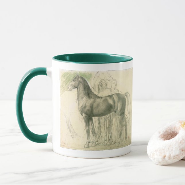 Pferdeforschung durch Edgar Degas, Vintage Kunst Tasse (Mit Donut)
