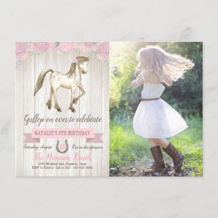 Pferdefoto Pony Cowgirl Geburtstagsfeier Einladung