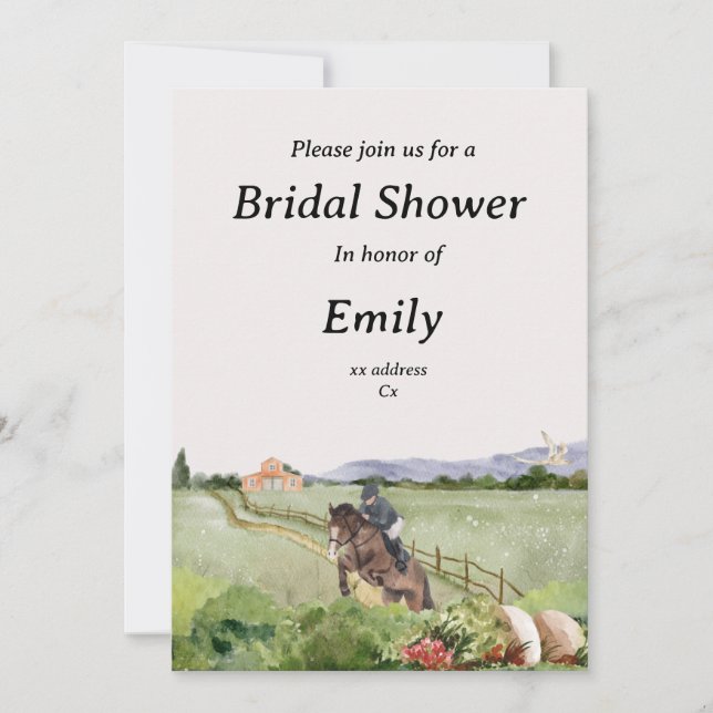 Pferdefox Jagd Brautdusche Einladung (Vorderseite)